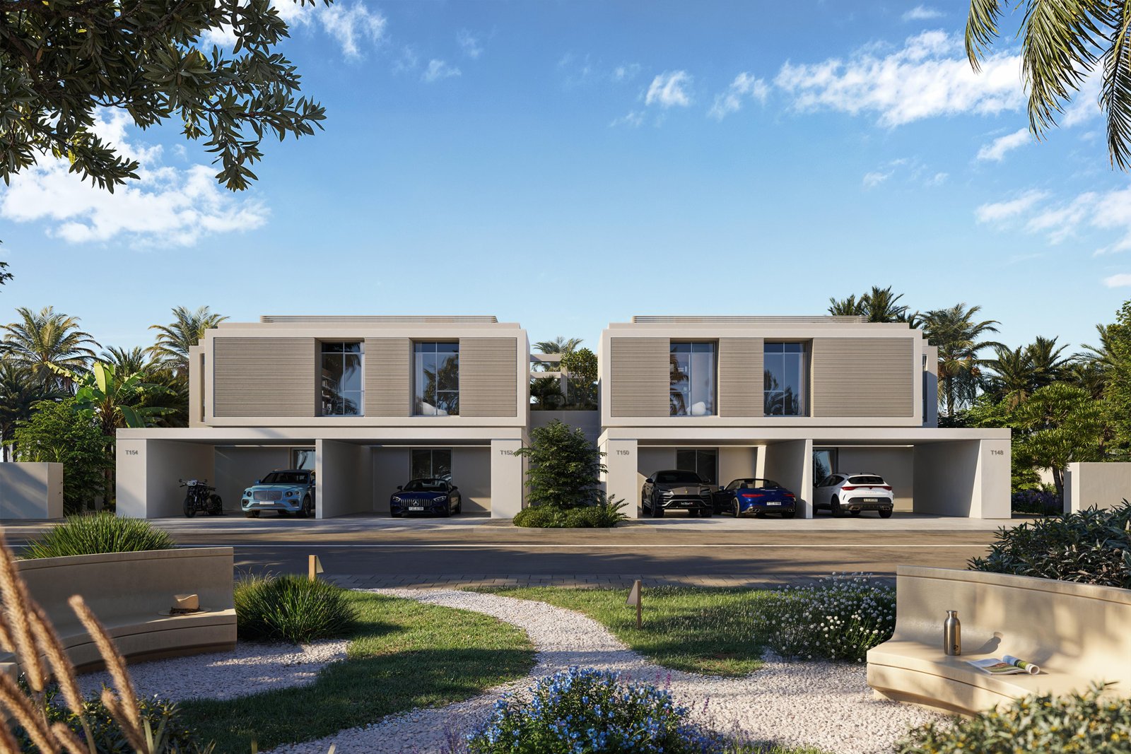 Yoga pavilion and wellness garden at Fay Valley community, emphasizing outdoor active living in Abu Dhabi.